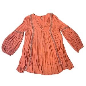 Free People Just The Two Of Us Tunic Dress Coral Size S Boho